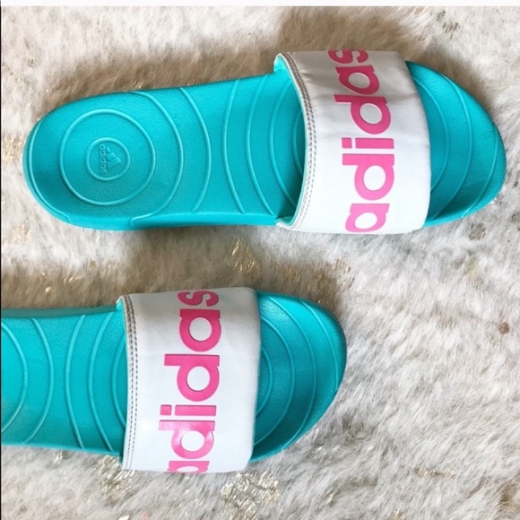 adidas slides teal